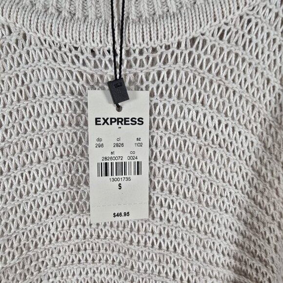 NWT EXPRESS Open Knit Bare Shoulder Pullover Sweater High Low Rolled Cuffs SMALL - Picture 12 of 12